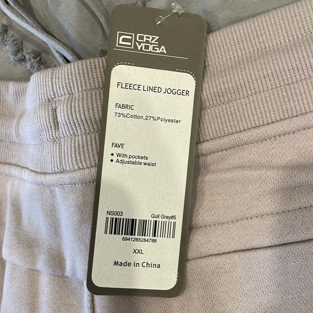 CRZ YOGA Men's Cotton Athletic Joggers Fleece Lined Sweatpants Pockets new XXL